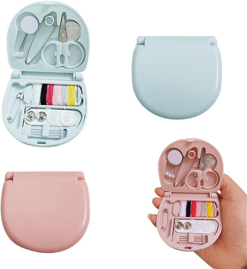 ZTEOFO 2 Pack Mini Travel Sewing Kit, Portable Travel Sewing Box Kit, Portable Heart-Shaped Box - Image 1